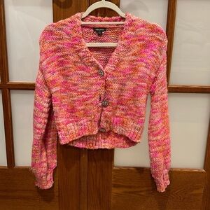 Wild Fable pink and orange multicolored cropped cardigan in great condition!‌